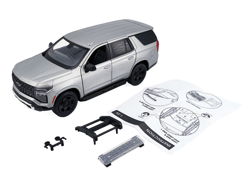 2025 Chevrolet Tahoe PPV Silver Metallic "Custom Builder's Kit - Law Enforcement and Public Service" Series 1/24 Diecast Model Car by Motormax-0