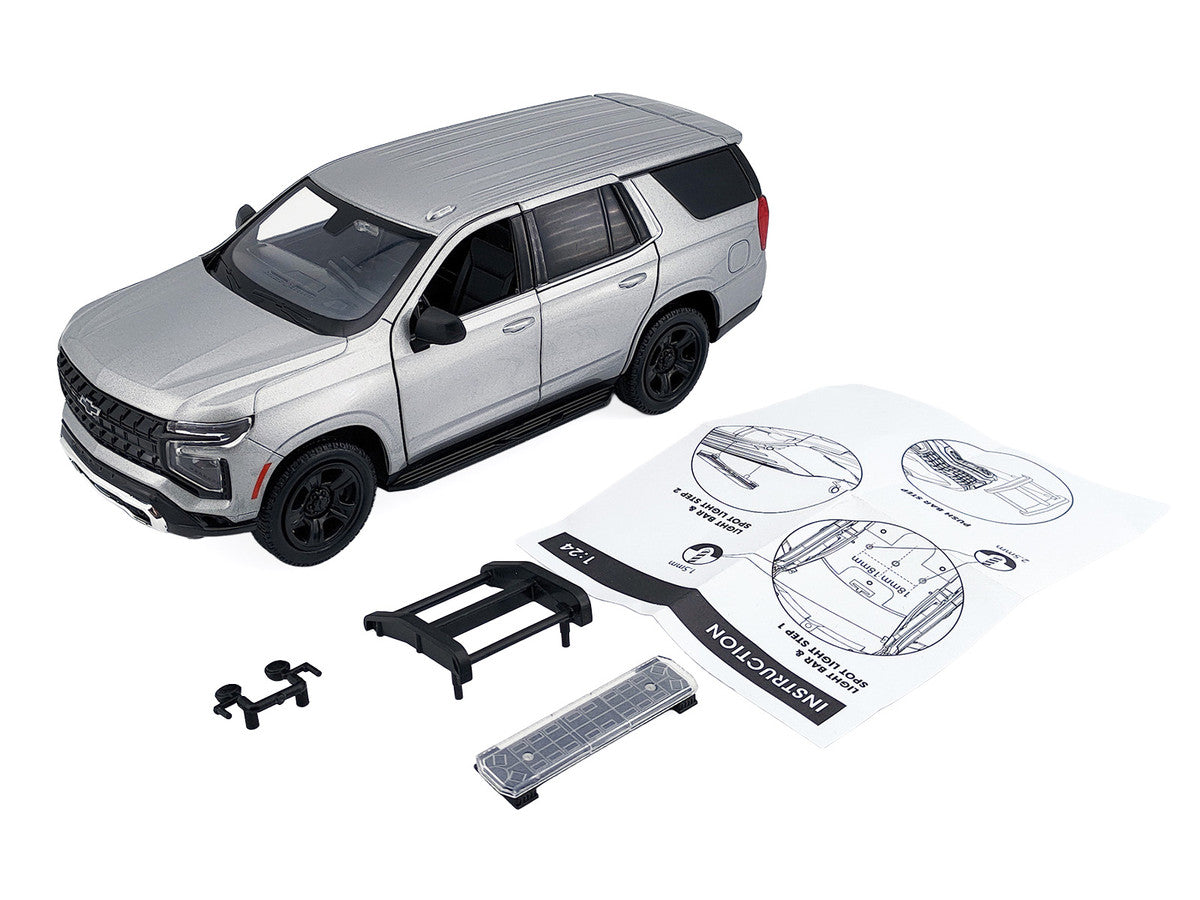 2025 Chevrolet Tahoe PPV Silver Metallic "Custom Builder's Kit - Law Enforcement and Public Service" Series 1/24 Diecast Model Car by Motormax-0