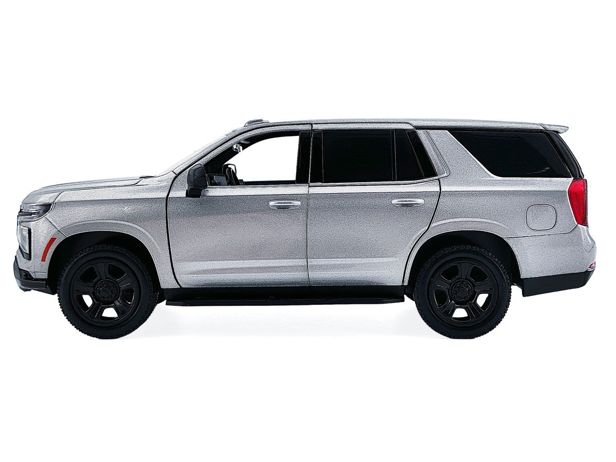 2025 Chevrolet Tahoe PPV Silver Metallic "Custom Builder's Kit - Law Enforcement and Public Service" Series 1/24 Diecast Model Car by Motormax-1
