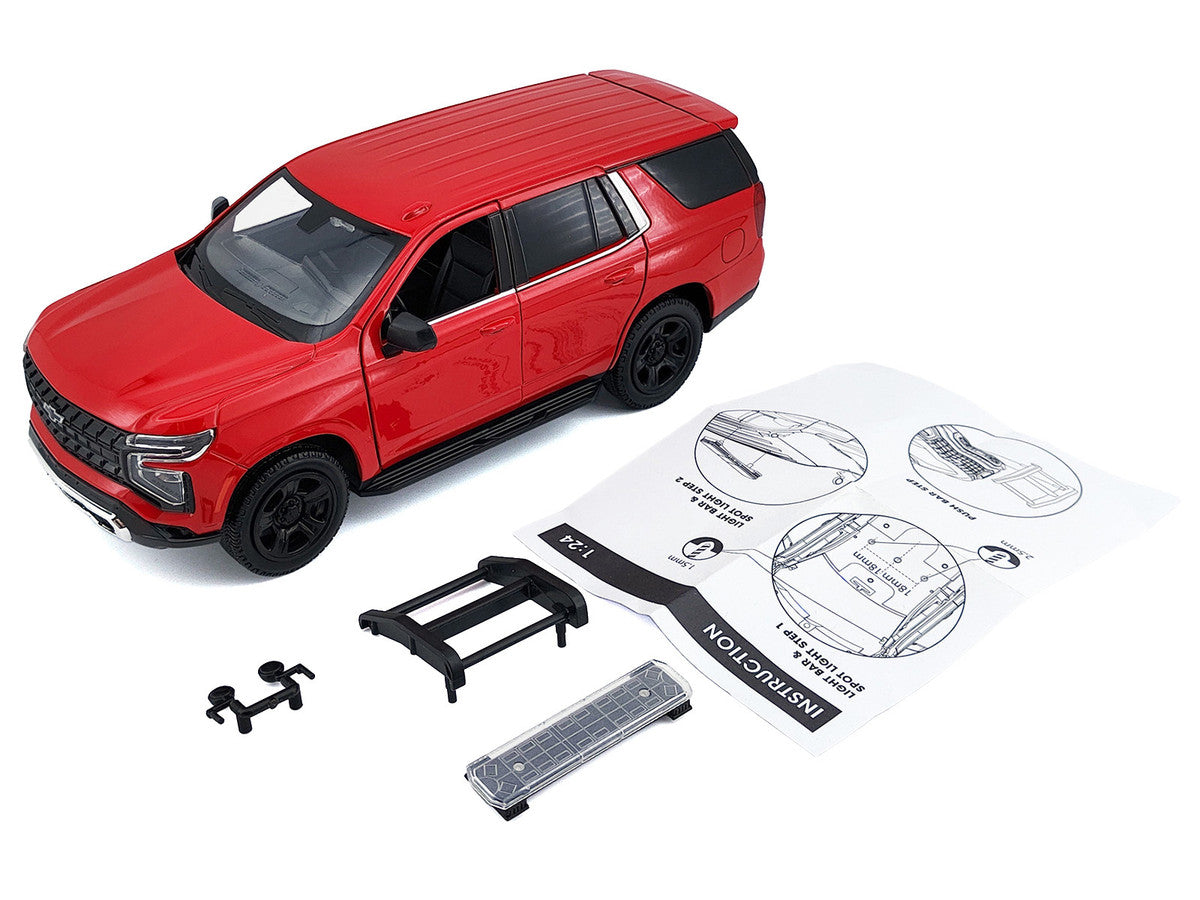 2025 Chevrolet Tahoe PPV Red "Custom Builder's Kit - Law Enforcement and Public Service" Series 1/24 Diecast Model Car by Motormax-0