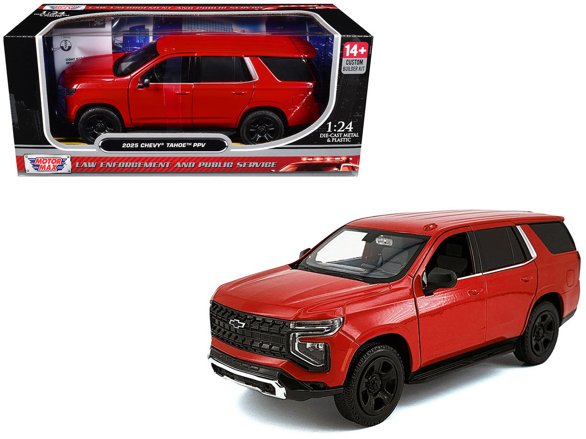 2025 Chevrolet Tahoe PPV Red "Custom Builder's Kit - Law Enforcement and Public Service" Series 1/24 Diecast Model Car by Motormax-4