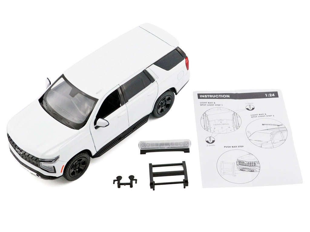 2025 Chevrolet Tahoe PPV White "Custom Builder's Kit - Law Enforcement and Public Service" Series 1/24 Diecast Model Car by Motormax-1