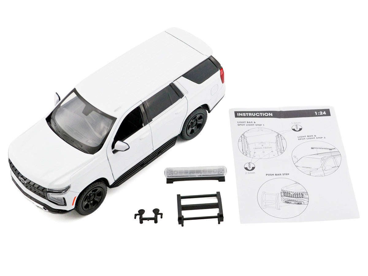 2025 Chevrolet Tahoe PPV White "Custom Builder's Kit - Law Enforcement and Public Service" Series 1/24 Diecast Model Car by Motormax-1