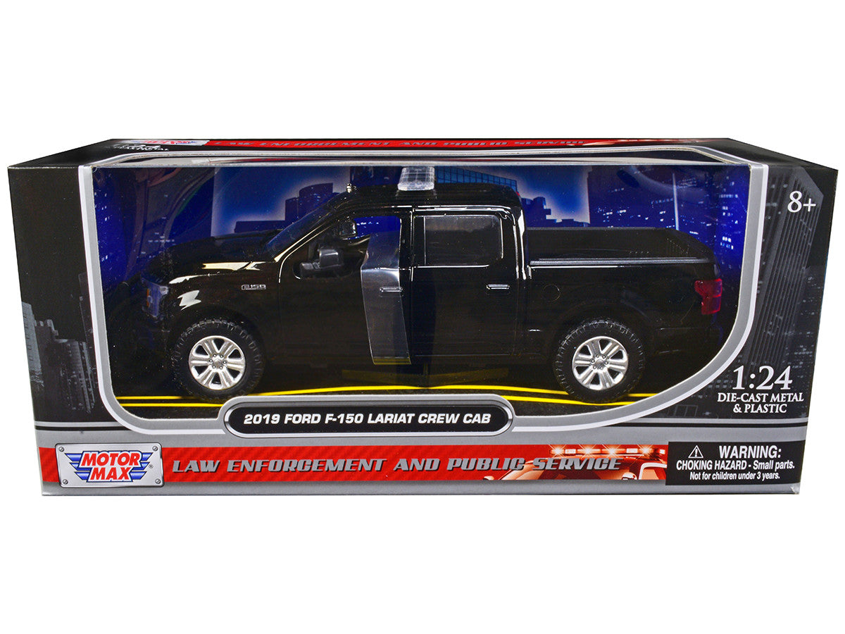 2019 Ford F-150 Lariat Crew Cab Pickup Truck Unmarked Plain Black "Law Enforcement and Public Service" Series 1/24 Diecast Model Car by Motormax-0