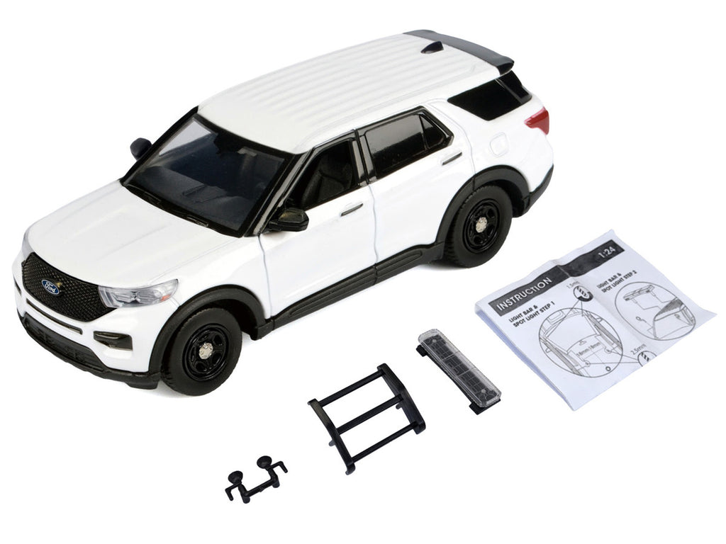 2022 Ford Police Interceptor Utility Unmarked White "Builder's Kit" "Law Enforcement and Public Service" Series 1/24 Diecast Model Car by Motormax-0
