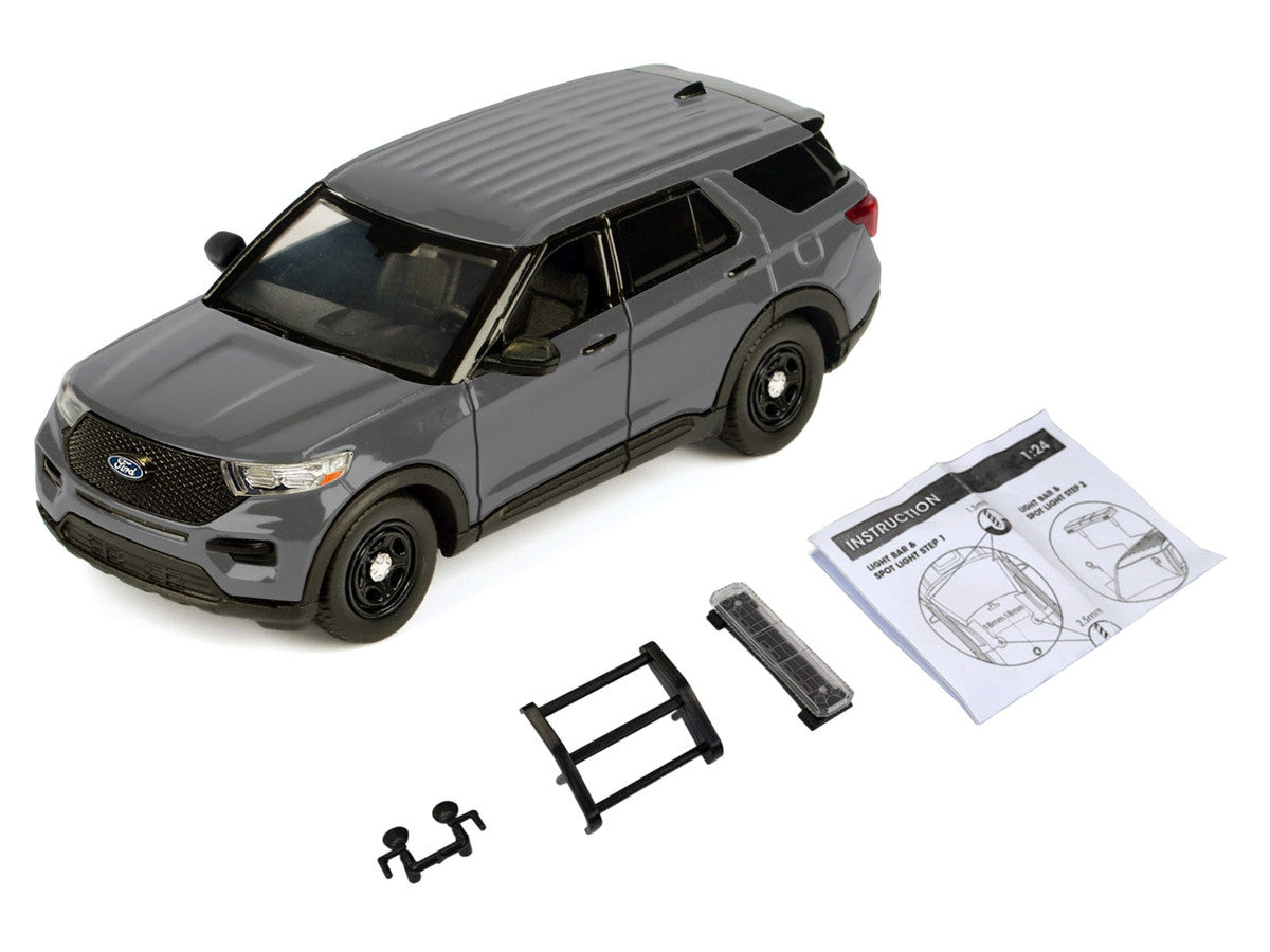 2022 Ford Police Interceptor Utility Unmarked Gray Metallic "Builder's Kit" "Law Enforcement and Public Service" Series 1/24 Diecast Model Car by Motormax-1