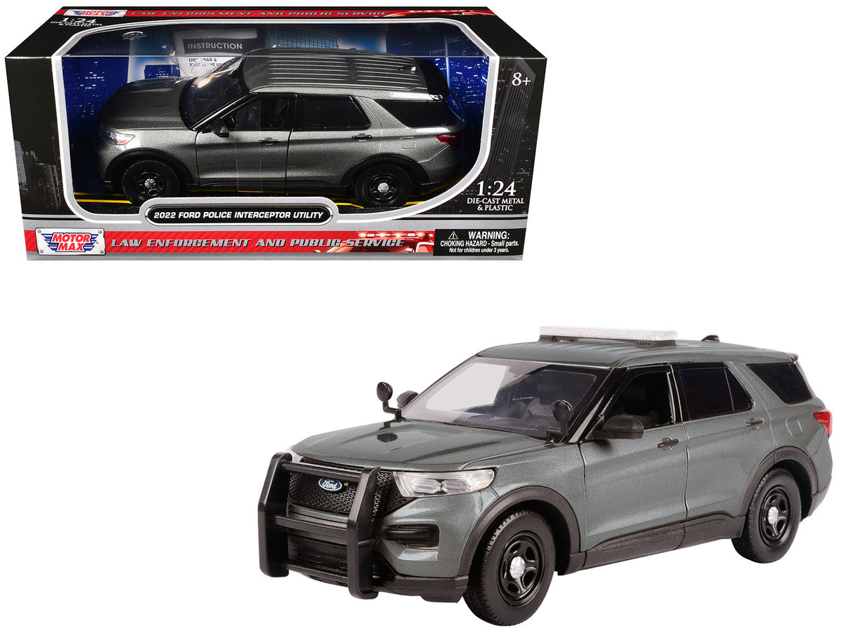 2022 Ford Police Interceptor Utility Unmarked Gray Metallic "Builder's Kit" "Law Enforcement and Public Service" Series 1/24 Diecast Model Car by Motormax-2