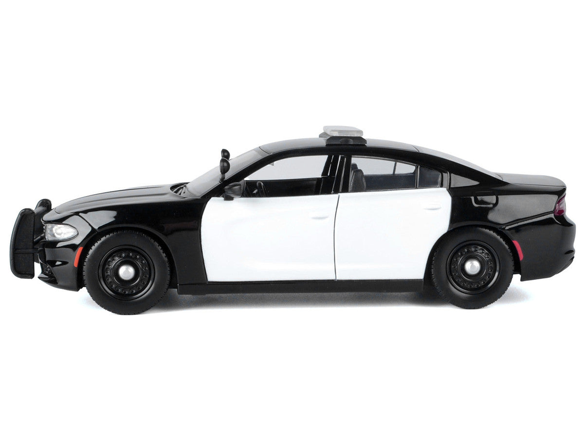 2023 Dodge Charger Pursuit Police Car Black and White "Law Enforcement and Public Service" Series 1/24 Diecast Model Car by Motormax-0
