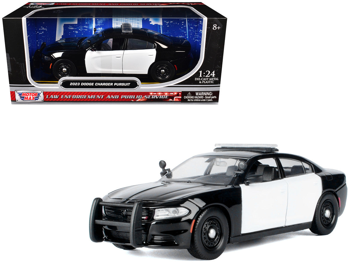 2023 Dodge Charger Pursuit Police Car Black and White "Law Enforcement and Public Service" Series 1/24 Diecast Model Car by Motormax-4