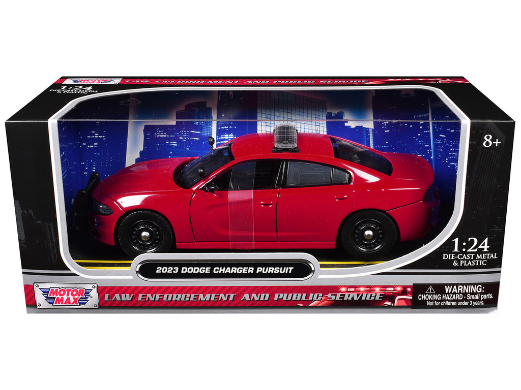 2023 Dodge Charger Pursuit Police Car Red "Law Enforcement and Public Service" Series 1/24 Diecast Model Car by Motormax-2