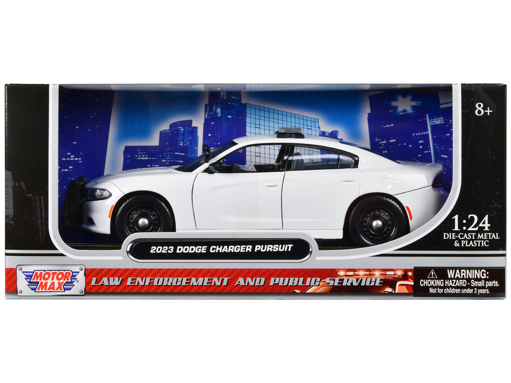 2023 Dodge Charger Pursuit Police Car Plain White "Law Enforcement and Public Service" Series 1/24 Diecast Model Car by Motormax-2