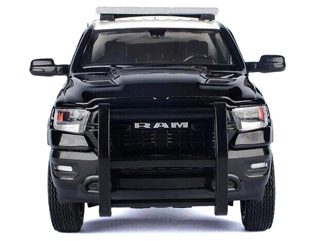 2019 RAM 1500 Laramine Crew Cab Pickup Truck "California Highway Patrol" Black and White with Truck Bed Camper "Law Enforcement and Public Service" Series 1/24-1/27 Diecast Model Car by Motormax-2