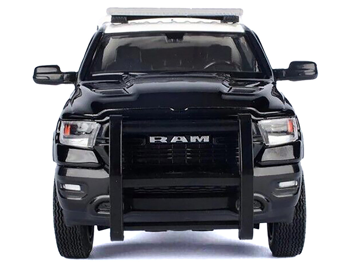 2019 RAM 1500 Laramine Crew Cab Pickup Truck "California Highway Patrol" Black and White with Truck Bed Camper "Law Enforcement and Public Service" Series 1/24-1/27 Diecast Model Car by Motormax-2