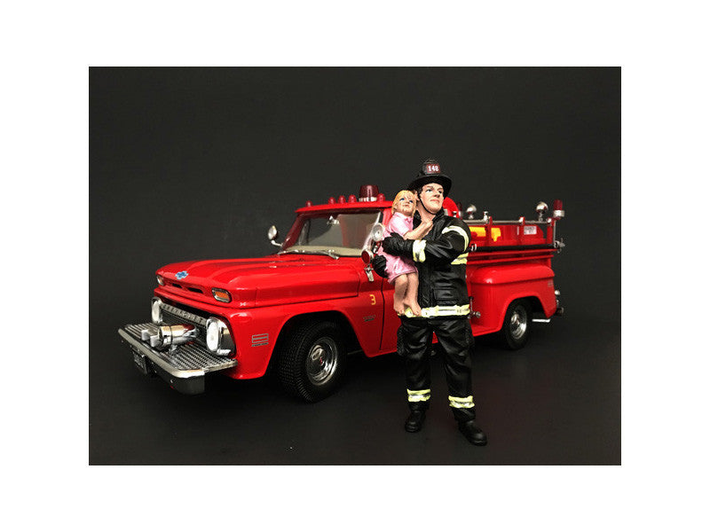 Firefighter Saving Life with Baby Figurine / Figure For 1:18 Models by American Diorama-0
