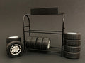 Metal Tire Rack with Rims and Tires for 1/24 Scale Models by American Diorama-0