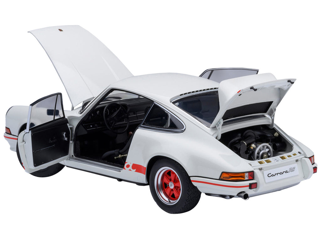 Porsche 911 Carrera 2.7 RS Grand Prix White with Red Stripes and Wheels 1/18 Model Car by Autoart-0