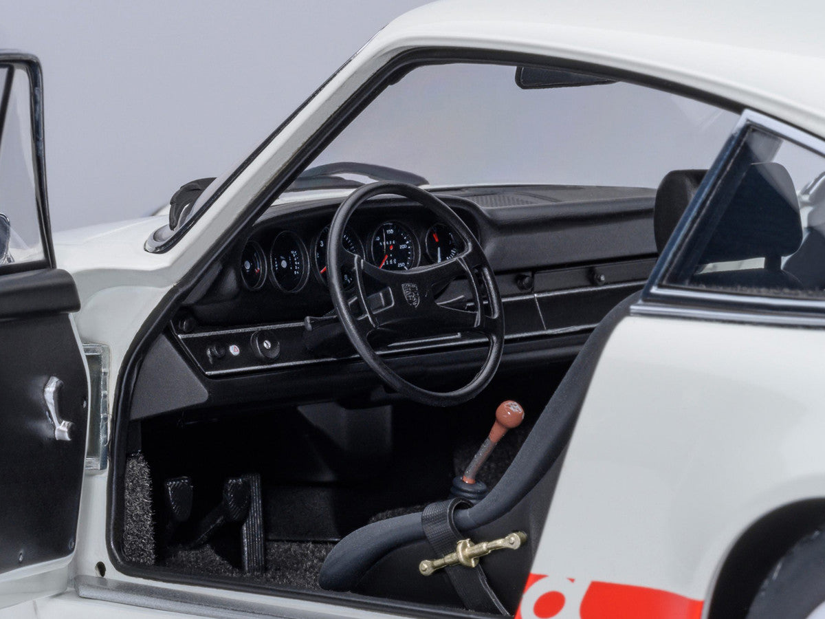 Porsche 911 Carrera 2.7 RS Grand Prix White with Red Stripes and Wheels 1/18 Model Car by Autoart-2