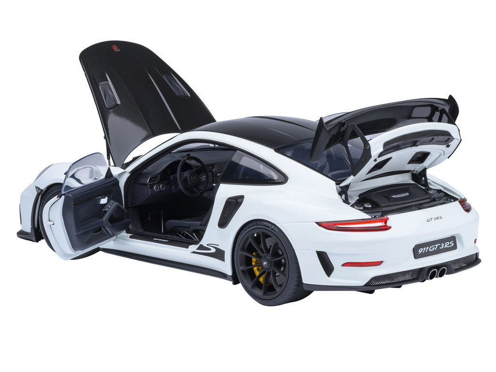 Porsche 911 (991.2) GT3 RS Weissach Package White with Carbon Hood and Top 1/18 Model Car by Autoart-0
