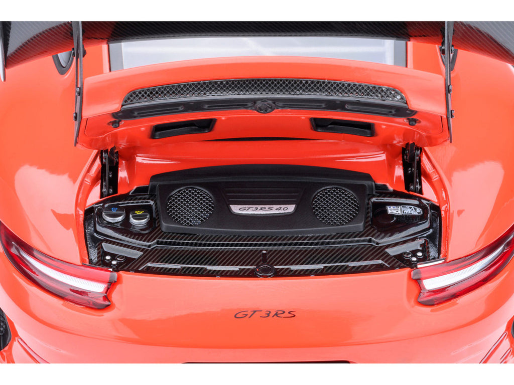 Porsche 911 (991.2) GT3 RS Weissach Lava Orange with Carbon Hood and Top 1/18 Model Car by Autoart-4