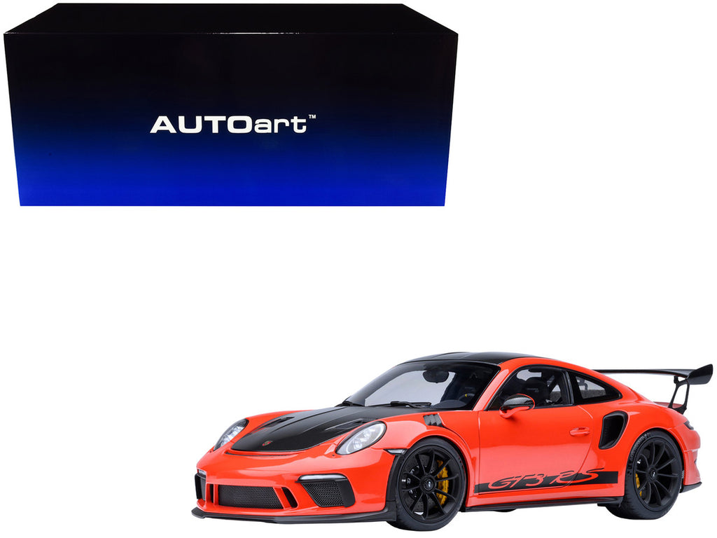 Porsche 911 (991.2) GT3 RS Weissach Lava Orange with Carbon Hood and Top 1/18 Model Car by Autoart-0
