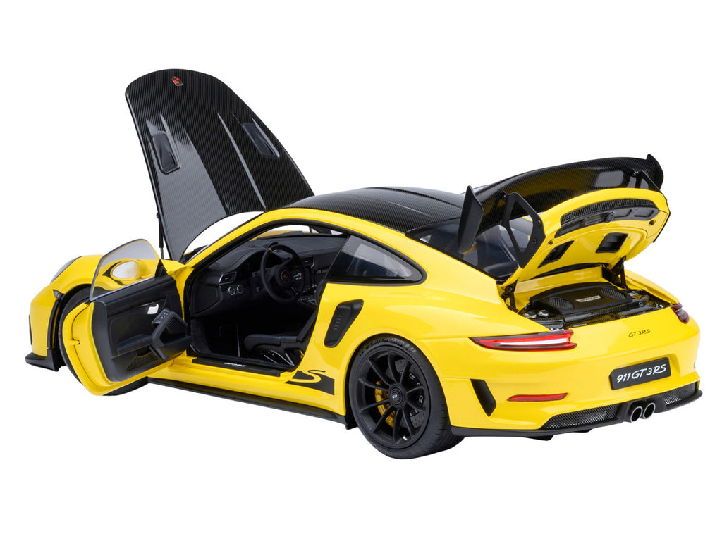 Porsche 911 (991.2) GT3 RS Weissach Racing Yellow with Carbon Hood and Top 1/18 Model Car by Autoart-1