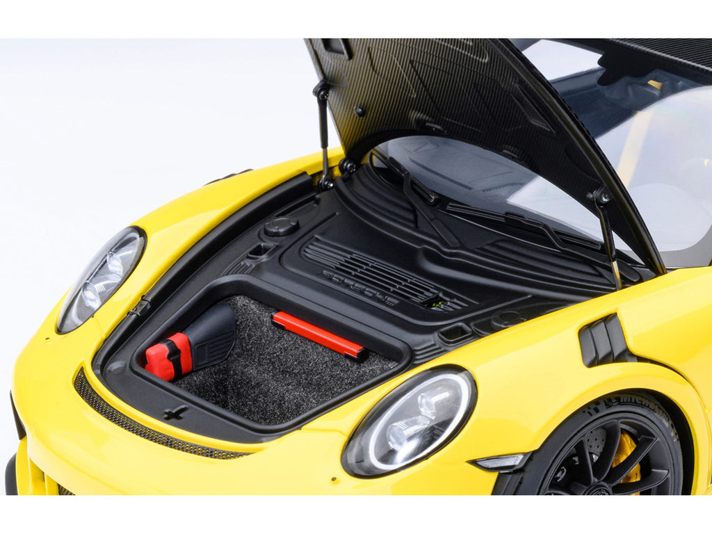 Porsche 911 (991.2) GT3 RS Weissach Racing Yellow with Carbon Hood and Top 1/18 Model Car by Autoart-2