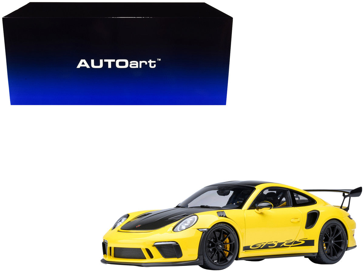 Porsche 911 (991.2) GT3 RS Weissach Racing Yellow with Carbon Hood and Top 1/18 Model Car by Autoart-0