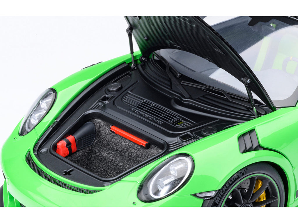 Porsche 911 (991.2) GT3 RS Weissach Lizard Green with Carbon Hood and Top 1/18 Model Car by Autoart-2