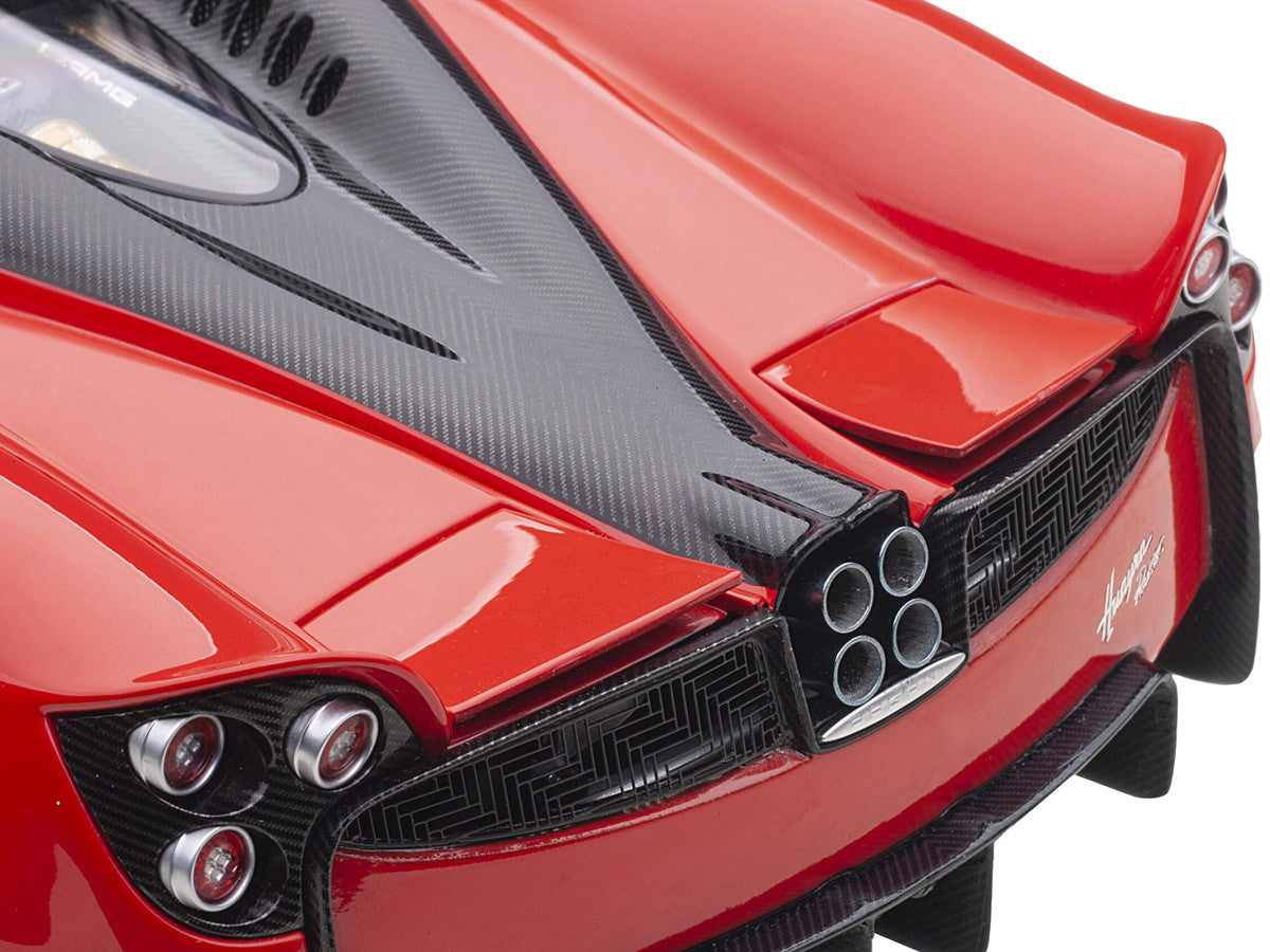 Pagani Huayra Roadster Rosso Monza Red and Carbon with Luggage Set 1/18 Model Car by Autoart-4