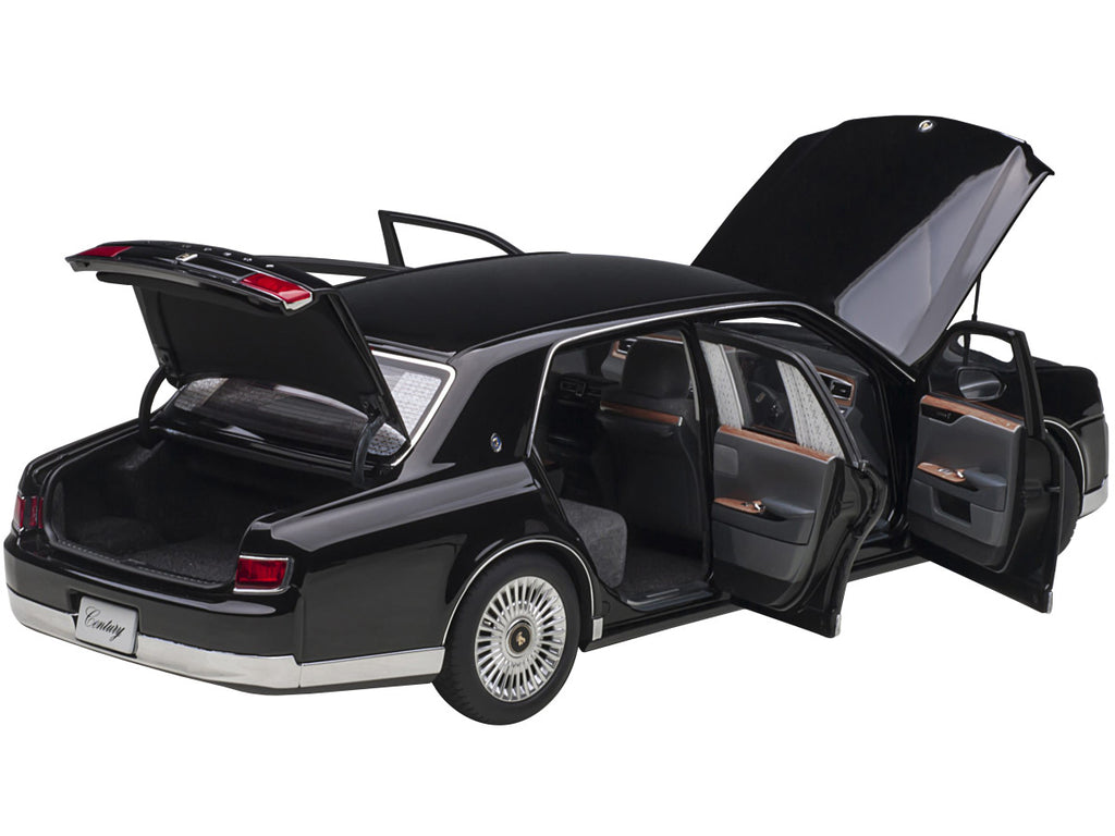 Toyota Century with Curtains RHD (Right Hand Drive) Black Special Edition 1/18 Model Car by Autoart-1