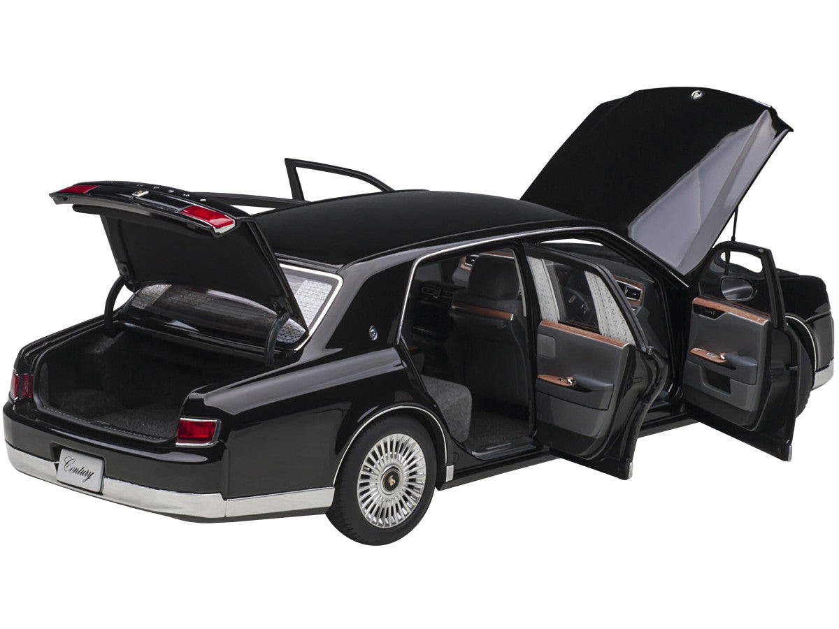 Toyota Century with Curtains RHD (Right Hand Drive) Black Special Edition 1/18 Model Car by Autoart-1