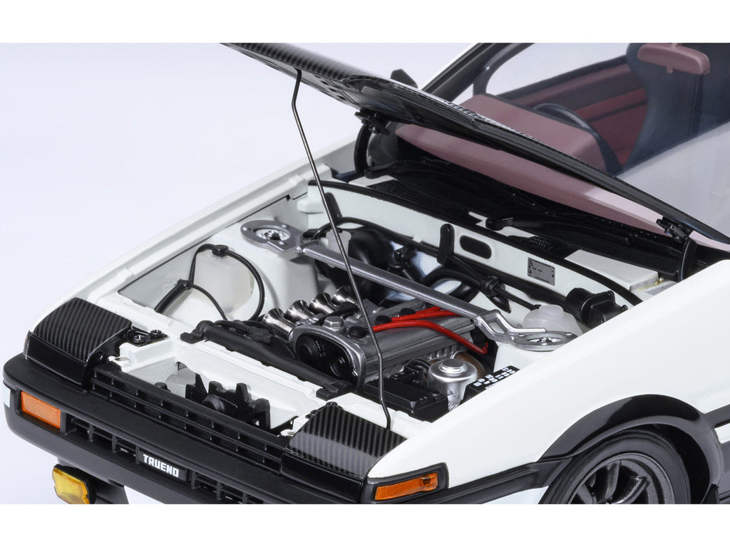 Toyota Sprinter Trueno (AE86) RHD (Right Hand Drive) "Project D Final Version" White with Carbon Hood "Initial D" (1995-2013) TV Series "30th Anniversary" 1/18 Model Car by Autoart-3