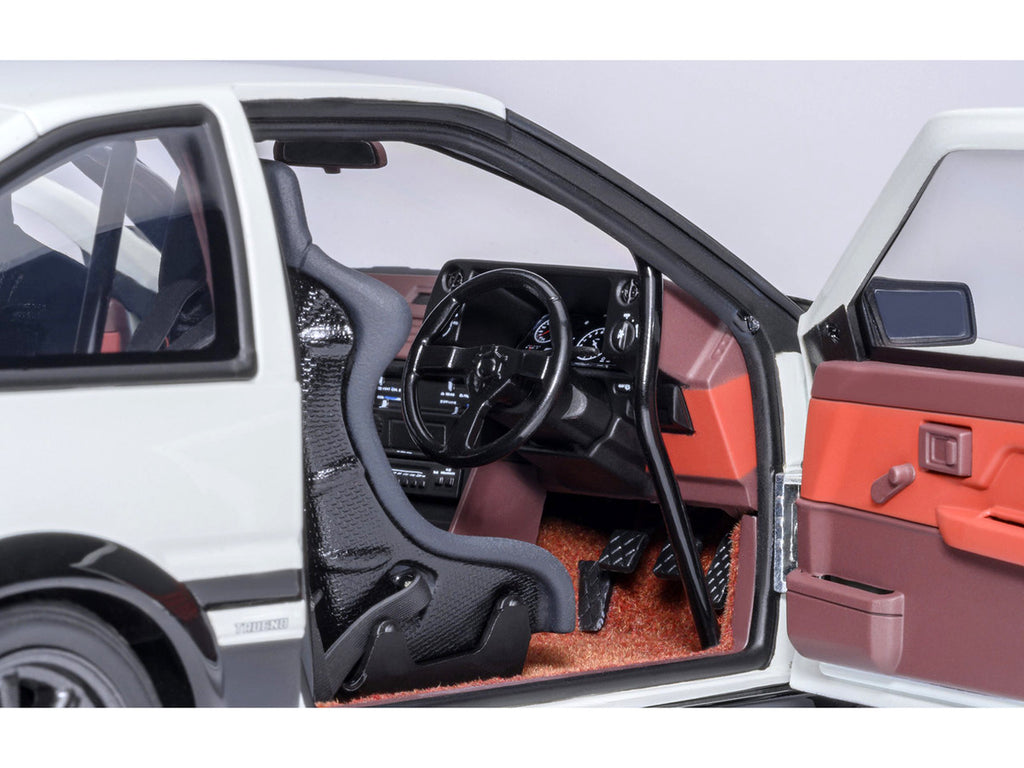 Toyota Sprinter Trueno (AE86) RHD (Right Hand Drive) "Project D Final Version" White with Carbon Hood "Initial D" (1995-2013) TV Series "30th Anniversary" 1/18 Model Car by Autoart-2