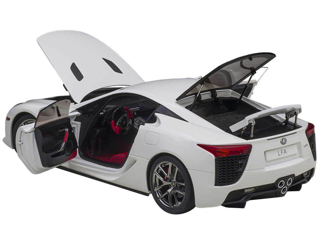 Lexus LFA Whitest White with Red and Black Interior 1/18 Model Car by Autoart-1