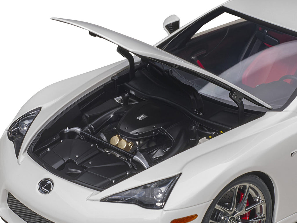 Lexus LFA Whitest White with Red and Black Interior 1/18 Model Car by Autoart-2