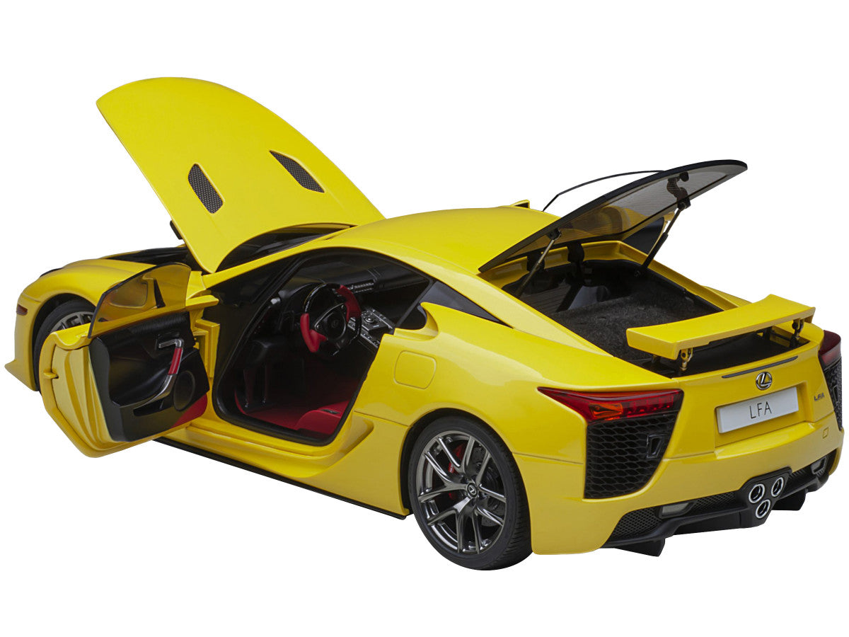 Lexus LFA Pearl Yellow with Red and Black Interior 1/18 Model Car by Autoart-1