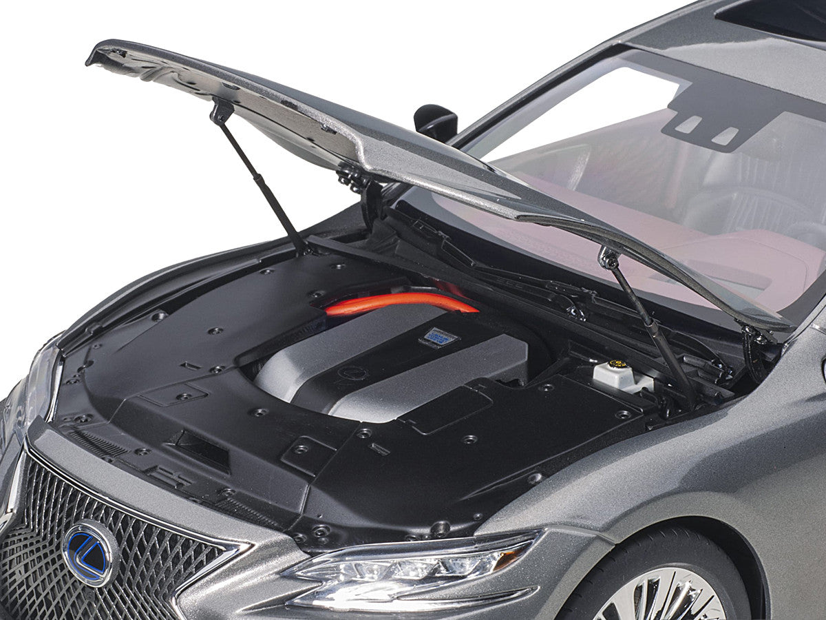 Lexus LS500h Manganese Luster Gray Metallic with Crimson and Black Interior 1/18 Model Car by Autoart-2