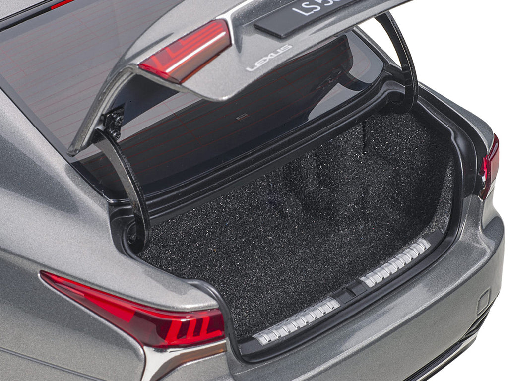 Lexus LS500h Manganese Luster Gray Metallic with Crimson and Black Interior 1/18 Model Car by Autoart-4