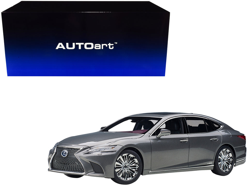 Lexus LS500h Manganese Luster Gray Metallic with Crimson and Black Interior 1/18 Model Car by Autoart-0