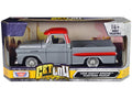 1958 Chevrolet Apache Fleetside Pickup Truck Lowrider Gray with Red Top "Get Low" Series 1/24 Diecast Model Car by Motormax-0