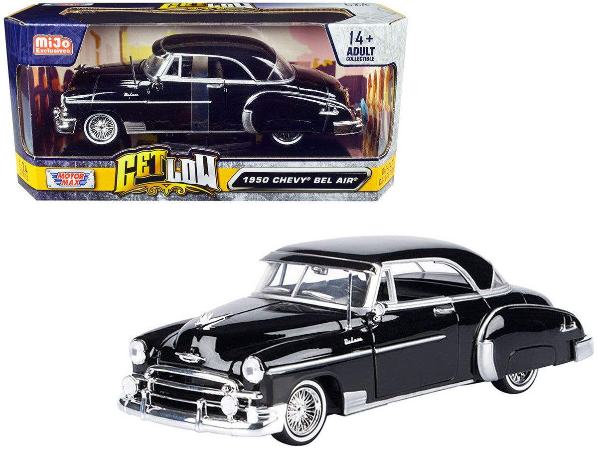 1950 Chevrolet Bel Air Lowrider Black "Get Low" Series 1/24 Diecast Model Car by Motormax-0