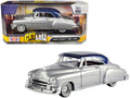 1950 Chevrolet Bel Air Lowrider Silver Metallic with Blue Metallic Top "Get Low" Series 1/24 Diecast Model Car by Motormax-0