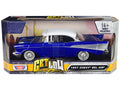 1957 Chevrolet Bel Air Lowrider Candy Blue with White Top "Get Low" Series 1/24 Diecast Model Car by Motormax-0