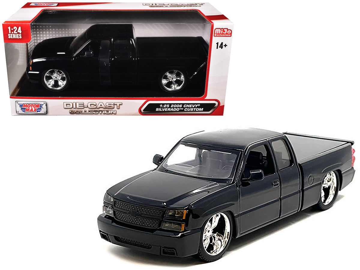2006 Chevrolet Silverado Custom Pickup Truck Black "Die-Cast Collection" Series 1/25 Diecast Model Car by Motormax-0