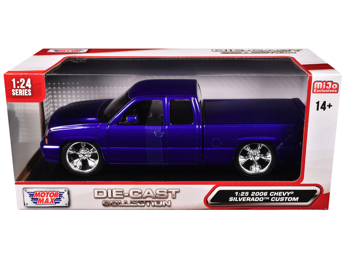 2006 Chevrolet Silverado Custom Pickup Truck Blue Metallic "Die-Cast Collection" Series 1/25 Diecast Model Car by Motormax-1