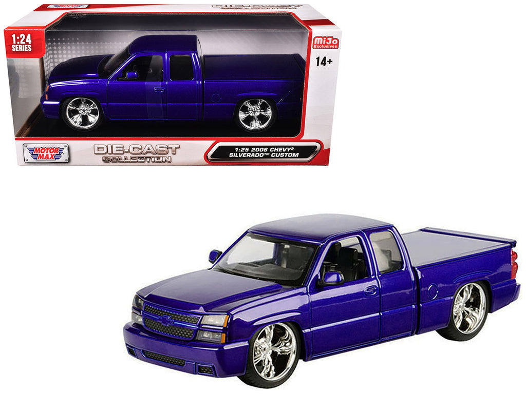 2006 Chevrolet Silverado Custom Pickup Truck Blue Metallic "Die-Cast Collection" Series 1/25 Diecast Model Car by Motormax-2