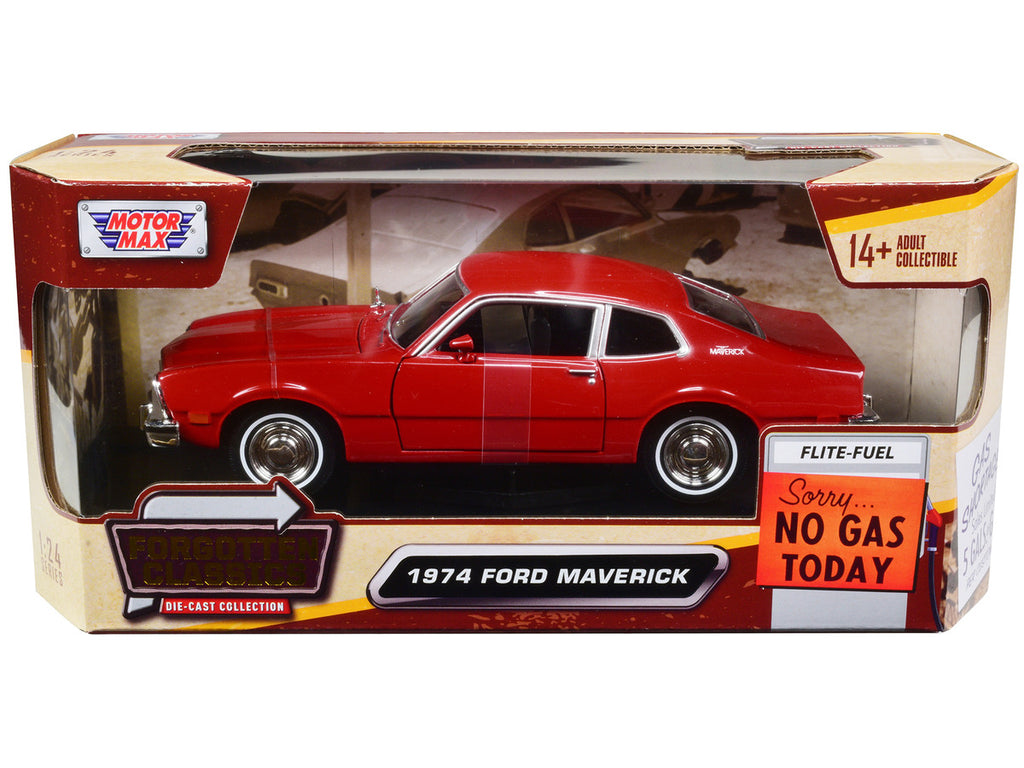 1974 Ford Maverick Red "Forgotten Classics" Series 1/24 Diecast Model Car by Motormax-0