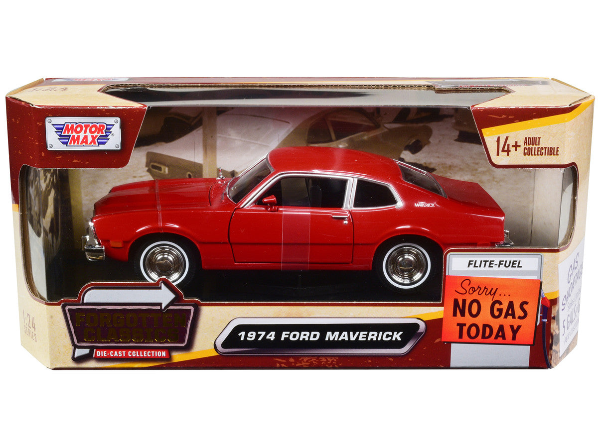 1974 Ford Maverick Red "Forgotten Classics" Series 1/24 Diecast Model Car by Motormax-0