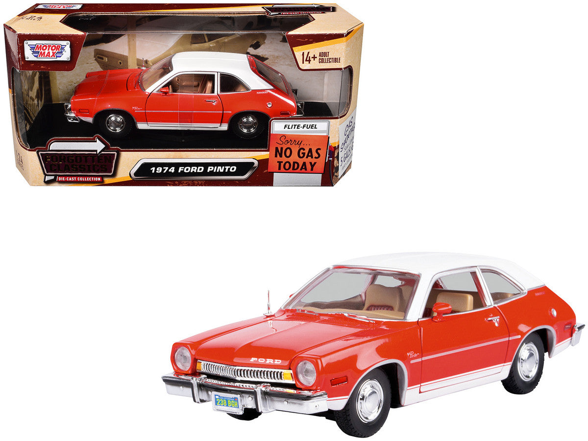 1974 Ford Pinto Orange with White Top "Forgotten Classics" Series 1/24 Diecast Model Car by Motormax-2