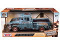 1955 GMC Blue Chip Pickup Truck Matt Blue (Rusted) "Weathered Treasures" Series 1/24 Diecast Model Car by Motormax-0